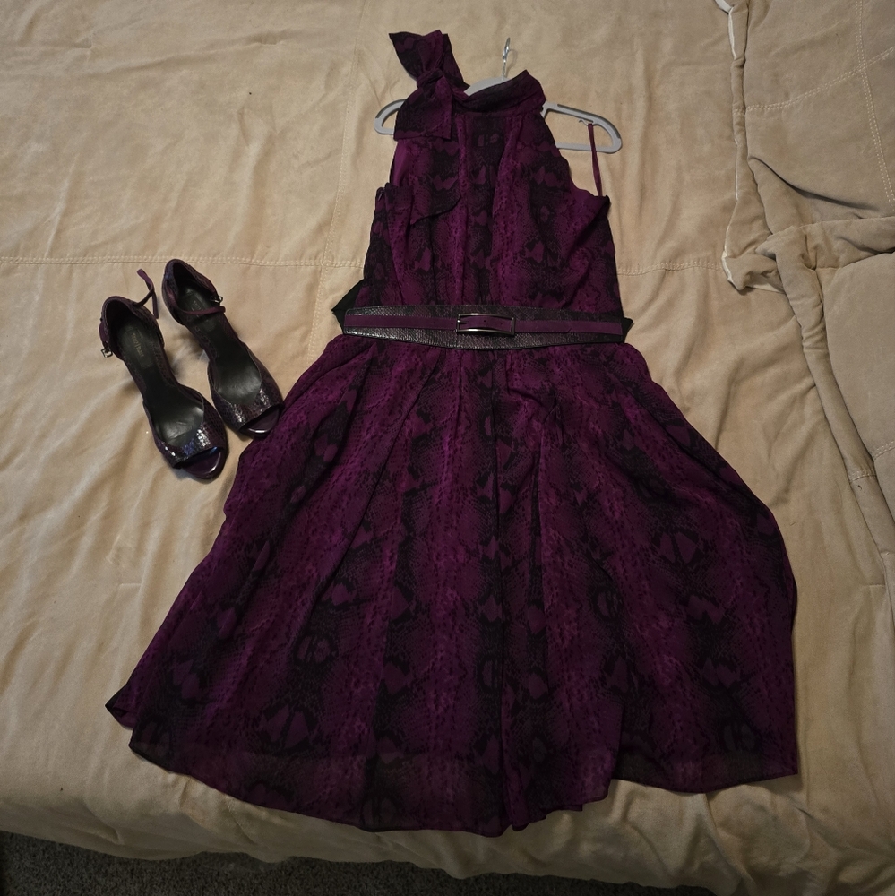 Elegant Purple Lace Dress with Black Accents